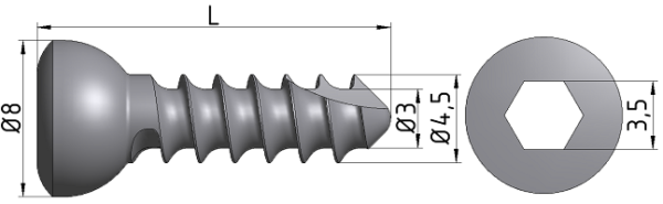 Wkręt do kości korowej Ø4,5/3,0mm