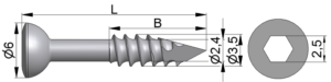 Wkręt kostkowy Ø3,5/2,4mm trokar B=8-33mm