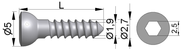 Wkręt do kości drobnych Ø2,7/1,9mm