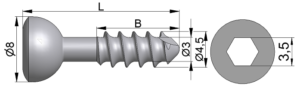 Wkręt kostkowy Ø4,5/3,0mm B=10-37mm