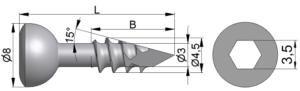 Wkręt kostkowy Ø4,5/3,0mm trokar B=10-37mm